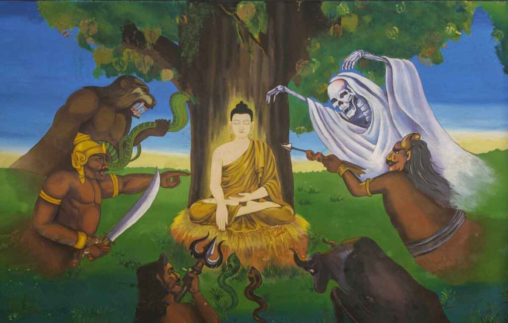 Buda atacado por el demonio Mara.